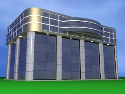 bulding silver tile with squares 3D model