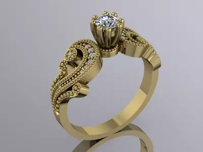 Elegant Diamond Ring Brand Gold 3D print model