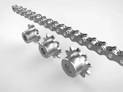 Sprockets 05B-1-2 DIN8187 Z8-Z10 3D model