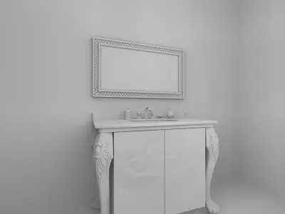Neo classic bathroom - interior design room set 3D model