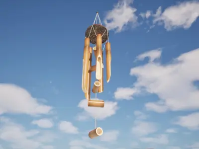 Bamboo Wind Chimes Balinese Sound Decoration 3D model