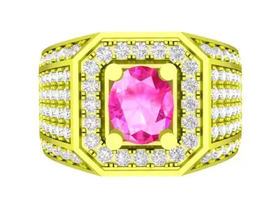 A7745 Korean Style Oval Diamond Men Ring 3D Model 3D print model