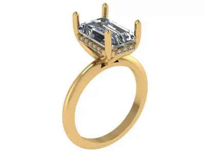 radiant solitaire under halo simple tacori style shank  3D print model