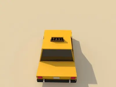 Cartoon Low Poly Toy Taxi Car Low-poly 3D model