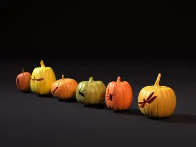 Set of Halloween pumpkins 3D print model