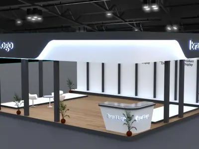 2 side open modern exhibition stall design for brand showcases Low-poly 3D model