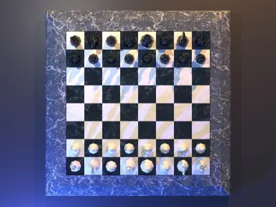 Marble Chess Set Free low-poly 3D model