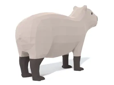 Low Poly Cartoon Capybara Low-poly 3D model
