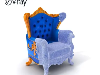 Royal Blue Armchair D Model Pack Low-poly 3D model