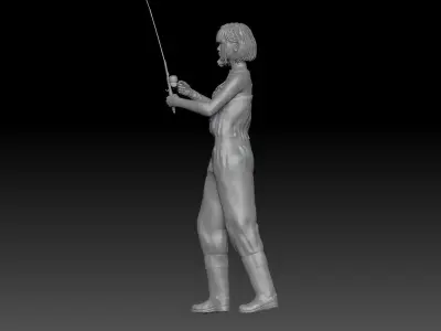 FISHERGIRL 1 woman on pole 3D print model