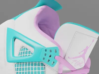 Jordan 4 Miami Vice Shoe Low-poly 3D model