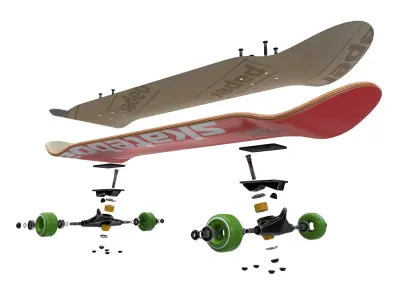 Skateboard Disassemble Low-poly 3D model