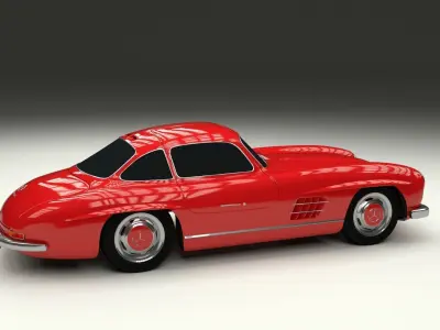 Rigged Mercedes 300SL W198 3D model