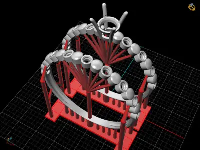 Gold Engagement Ring Classic Diamonds 3D Model Print Ready 3D print model