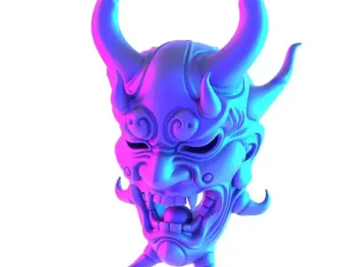 Japanese Oni Yokai Irezumi Ceremonial Divine  Nipponese mask toy 3D print model