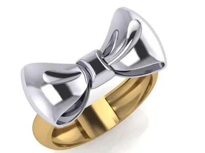 Luxury 2 piece bow tie ring for women 3D print model
