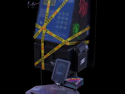 Cyberpunk Phone Cabin Low-poly 3D model