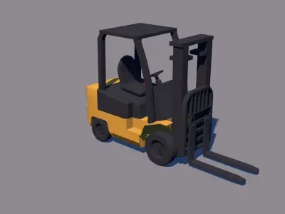 Forklift with box Low-poly 3D model