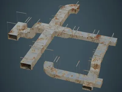 HVAC Duct 1B Low-poly 3D model
