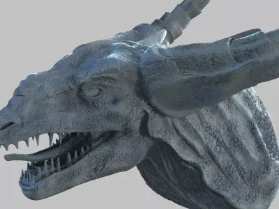 Lizard man head Bust 3D model