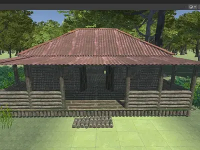 Wood old village game level Low-poly 3D model