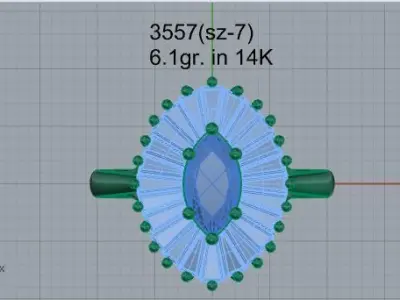 Marquise Diamond Cluster Ring 3557 3D print model