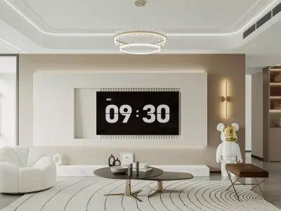 Modern living room dining room interior scenes 376 3D model