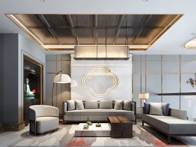 Luxury living room interior 3D model