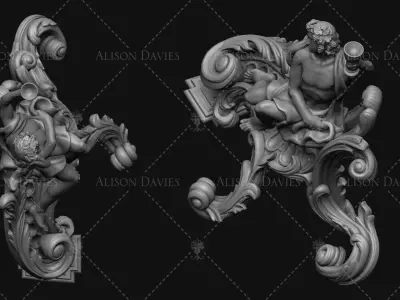 Bacchus Fire dogs for fire surround 3D print model 3D print model