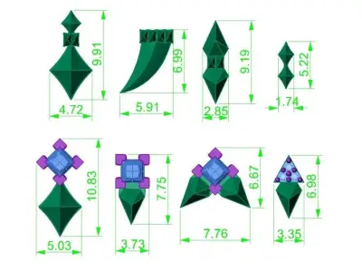 Piercing Diamond Setting 8 Pieces 3D print model 3D print model