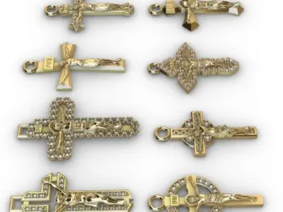 dijes- Colgantes paquete de 8 cristos -v- 3D print model