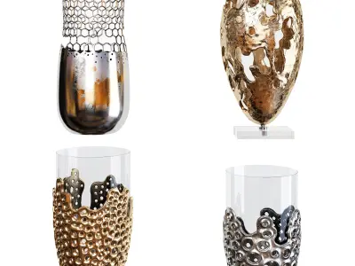 Decorative vases set 01 3D model