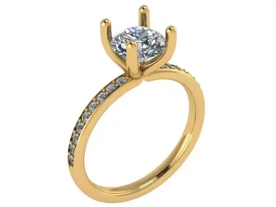 4 prong solitaire ring open shank side view  3D print model