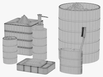 Modern Line Sage Striped Bath Accessories 3D model