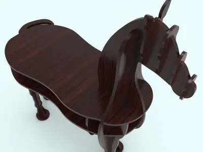 Wooden Horse Table 3d Model 3D model