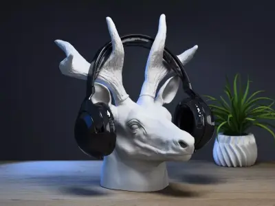 deer head Headphone Stand deer head Headset Stand 3D print model