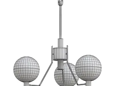 tummm three - light chandelier in brass with glass globes 3D model