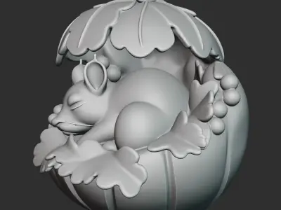 Sleeping Chipmunk in Acorn Nest 3D print model