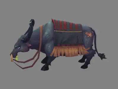 Cartoon black buffalo Low-poly 3D model