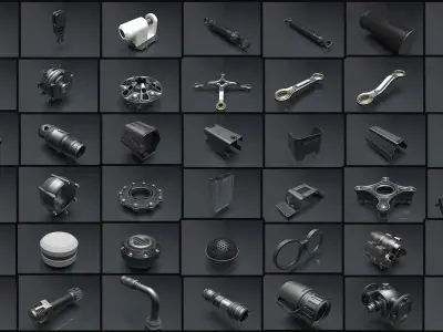 Free Sci-fi kitbash set for Fusion 360 - Zbrush - FBX and OBJ  Free 3D model