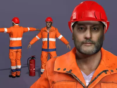 Realistic Firefighter Heroic Fireman Fully Rigged Axe Animations Low-poly 3D model