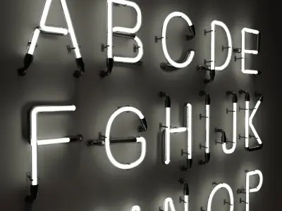 Neon Alphabet  modular Light 3D model 3D model