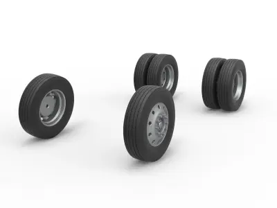 Wheel Set of Vintage GATR Racing Semi truck V2 Scale 1 to 25 3D print model