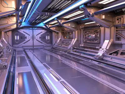 Sci-Fi Modular Corridor 2 Engine section  3D model