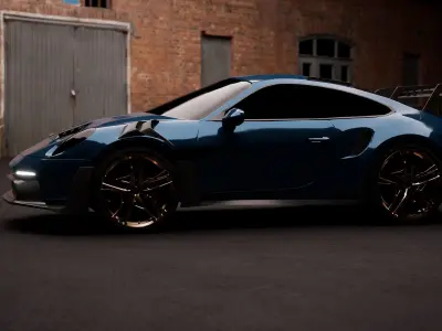 Low poly Porsche 911 992 GT3 RS 2022 without logo Low-poly 3D model