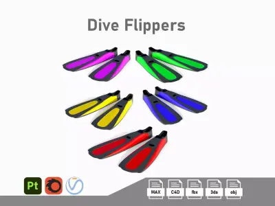 Dive Flippers Collection 3D Model Pack