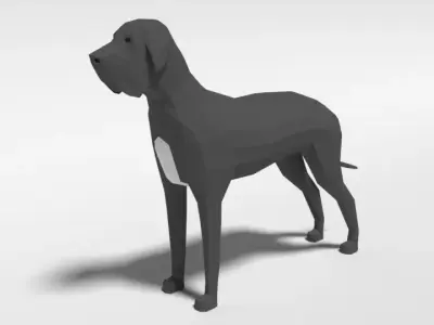 Low Poly Cartoon Great Dane Dog Low-poly 3D model