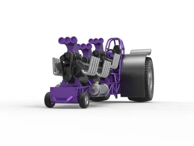 Pulling tractor with 3 engines V8 Scale 1 to 25 3D print model
