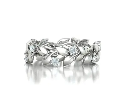 Floral Leaves Eternity Ring Nature Inspired Leaves Ring 7US 3D print model