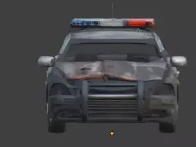 Wrecked Police Car Post Apocalyptic 3D Model Low-poly 3D model